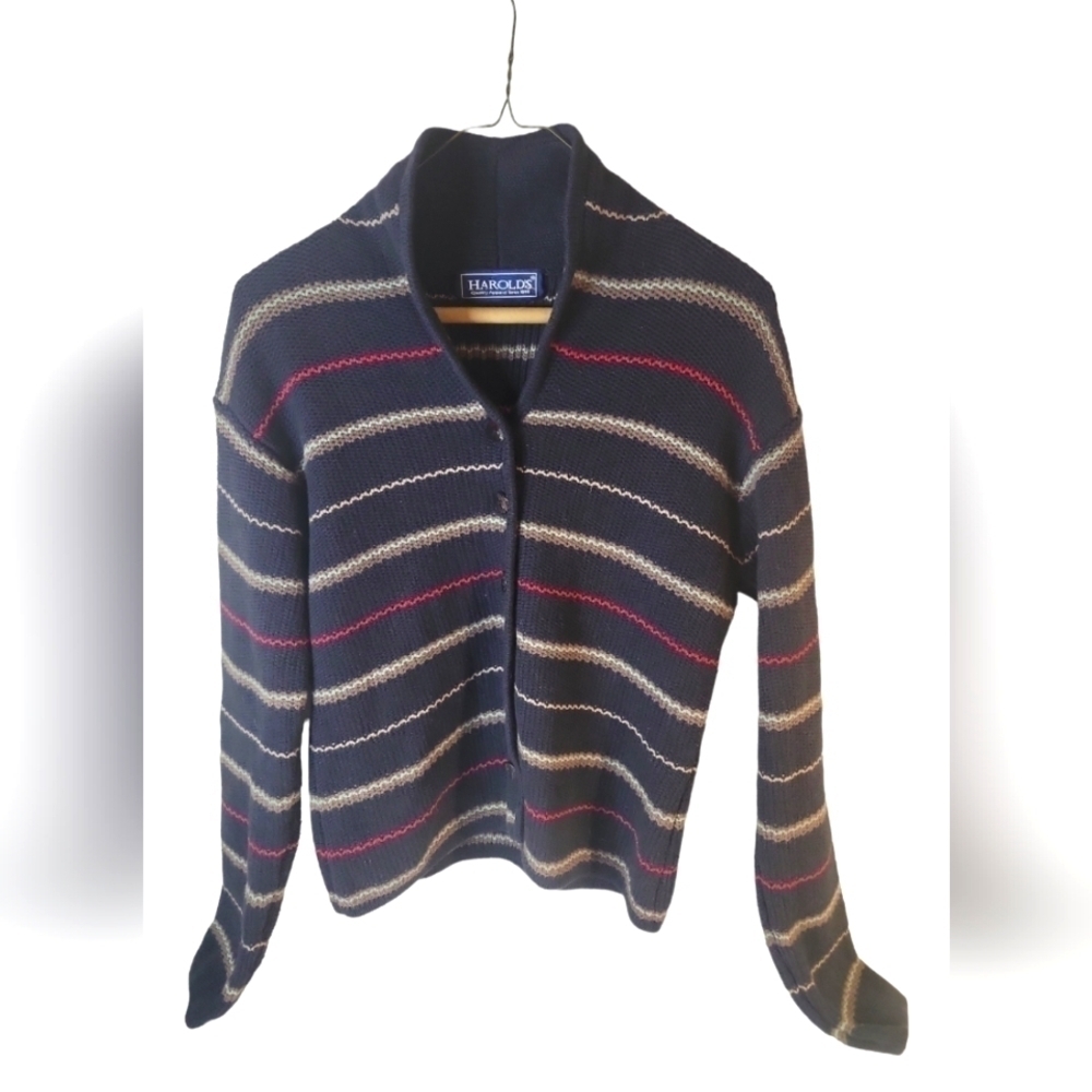Harold's Vintage Button Down Long Sleeves Knit Cardigan Sweater Size S - Picture 3 of 6